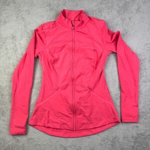 Spyder Active Yoga Jacket Womens Small Pink Fitted Thumbhole Sleeve Logo Zip Up